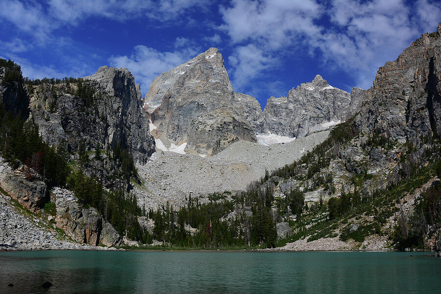 Majestic Mountain Overlooking Clear Lake Photograph - Tetons and Schoolroom Glacier by Raymond Salani III