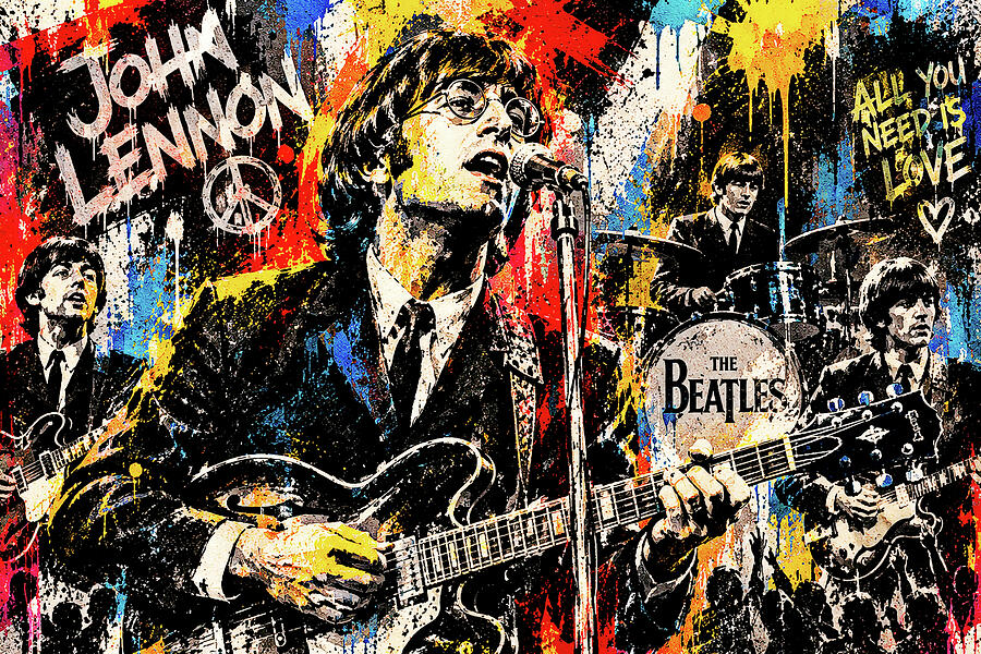 The Beatles Vibrant Portrait by Gradify Creations