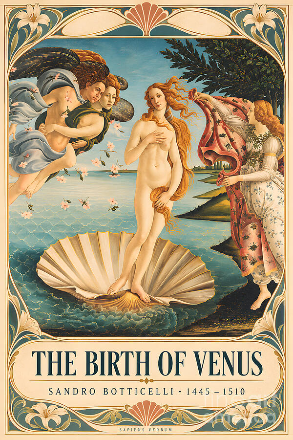 The Birth of Venus by Sandro Botticelli, vintage art poster by Sapiens Verbum