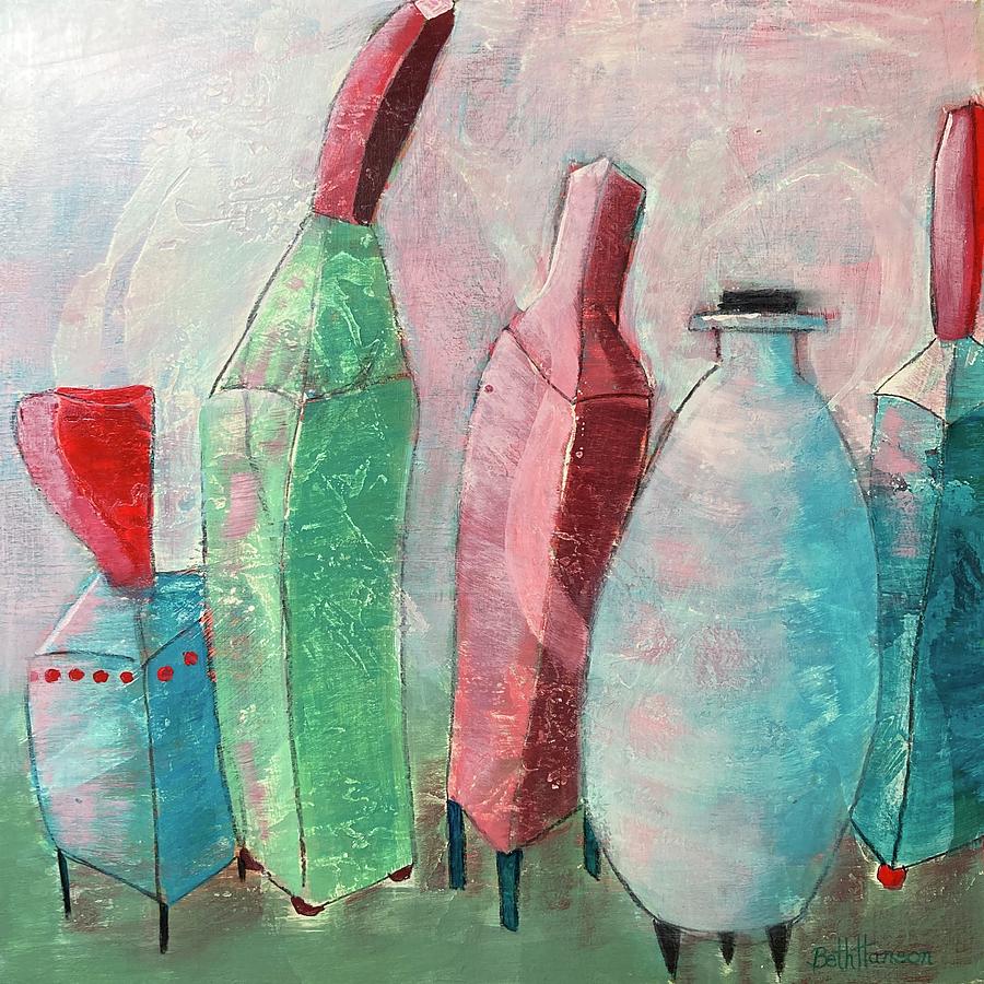 The Bottle Family Out for a Stroll Painting by Beth Hanson