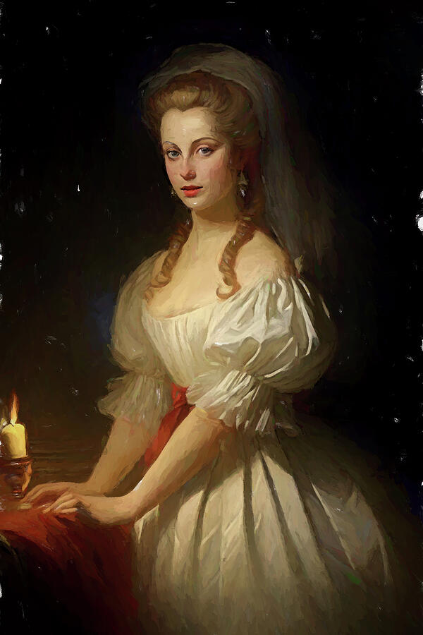 Portrait of a Lady by Candlelight Digital Art - The Bride by Candlelight Renaissance Woman by Nature Oil Painting
