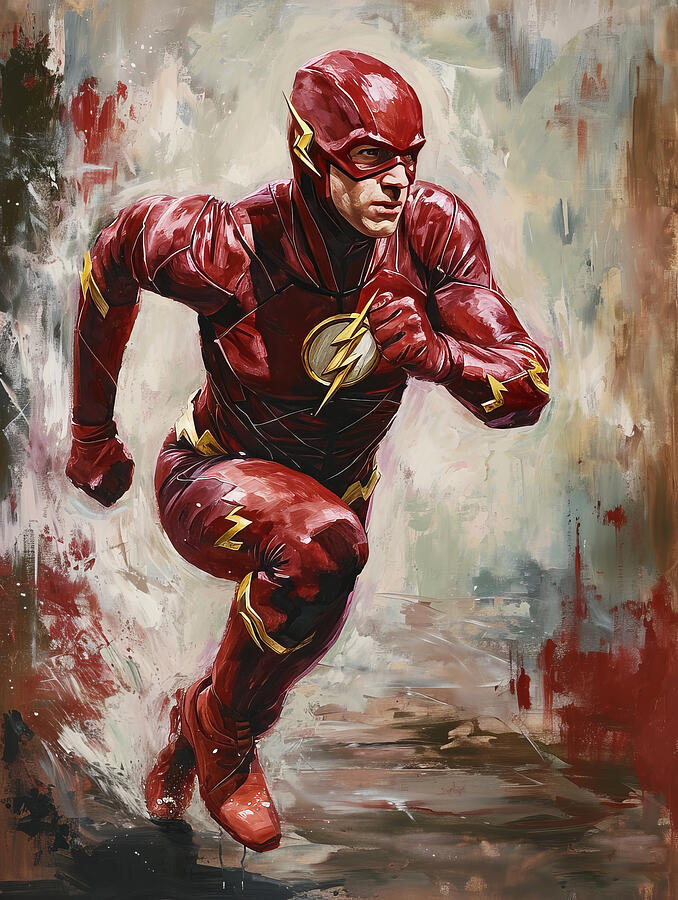 The Flash Speeding Through Painting - The Flash by Land of Dreams