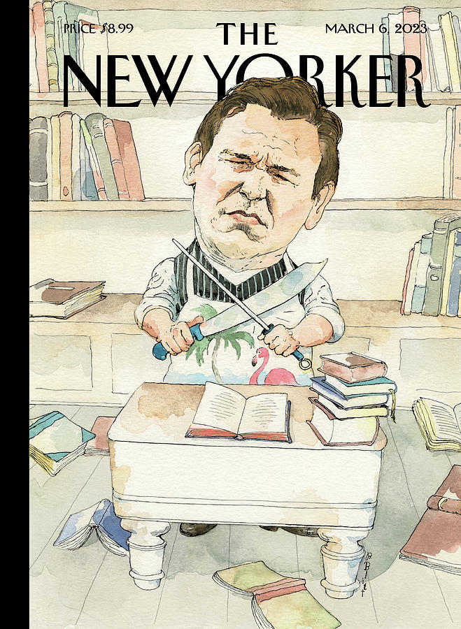 Political Figure Surrounded by Books Painting - The Florida Book-of-the-Month Club by Barry Blitt