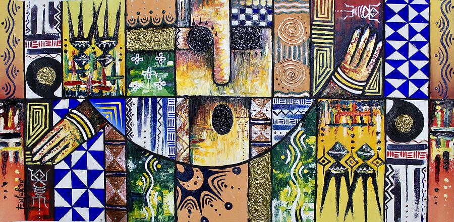 Vibrant Tribal Patterns Digital Art - The Journey by Femi  -  Nigeria