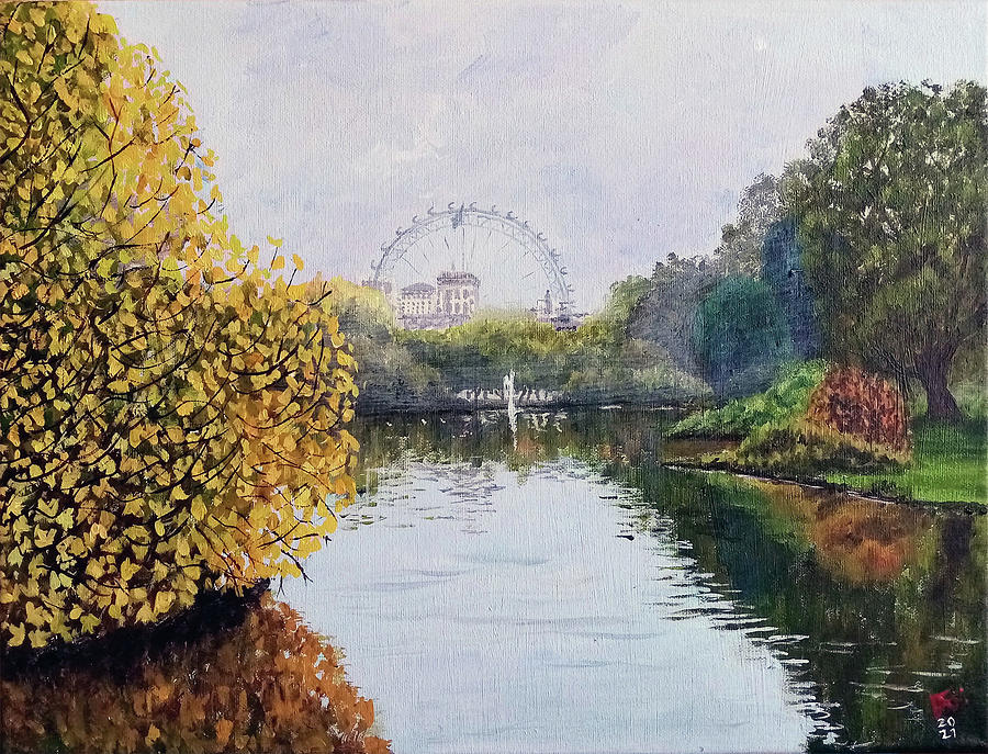The London Eye from St James Park London UK Painting by Francisco Gutierrez
