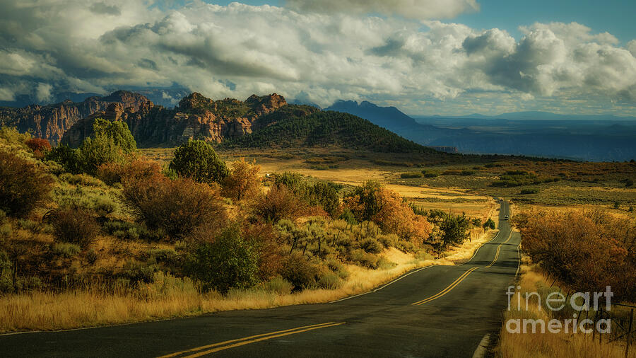 Scenic Road to the Mountains Photograph - The Long Road Through Kolob by Dodie Ross