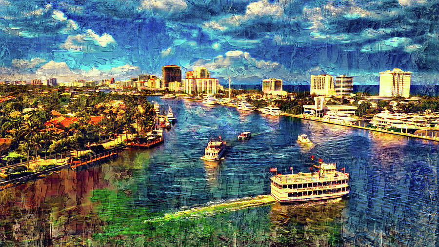 The New River near the International Swimming Hall of Fame Museum in Fort Lauderdale, Florida Digital Art by Nicko Prints