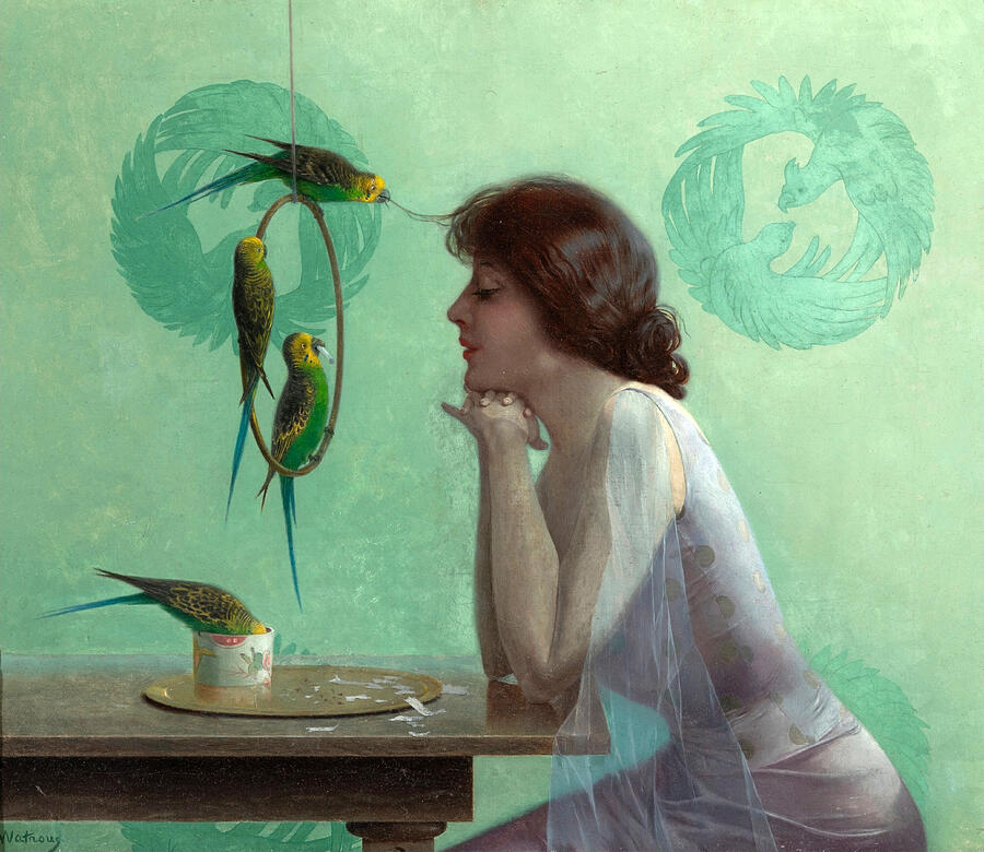 The Parakeet Ring by Harry Willson Watrous Painting by Harry Willson Watrous