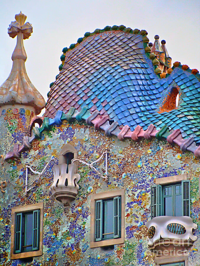 The rooftop of Casa Batllo from Paseo de Gracia Photograph by Stefano Senise