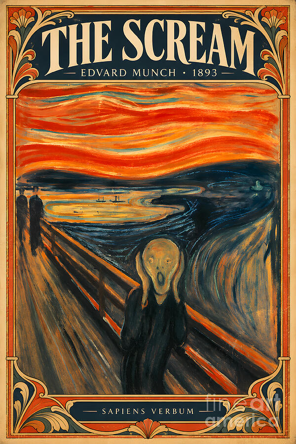The Scream by Edvard Munch, vintage art poster by Sapiens Verbum