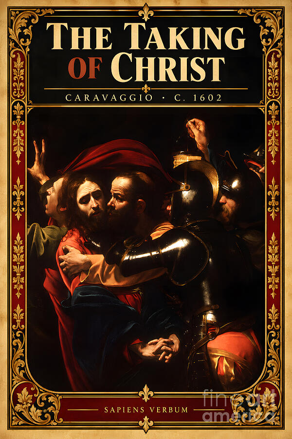 The Taking of Christ by Caravaggio, vintage art poster by Sapiens Verbum