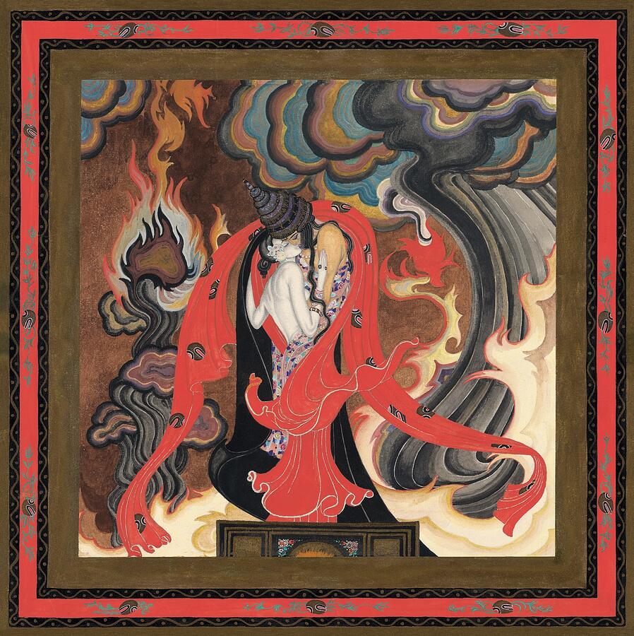 The Tale of the First Dervish - Forbidden romance - Arabian Nights by Kay Nielsen Painting by Kay Nielsen