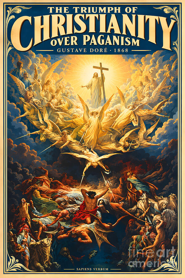 The Triumph of Christianity over Paganism vintage art poster by Sapiens Verbum