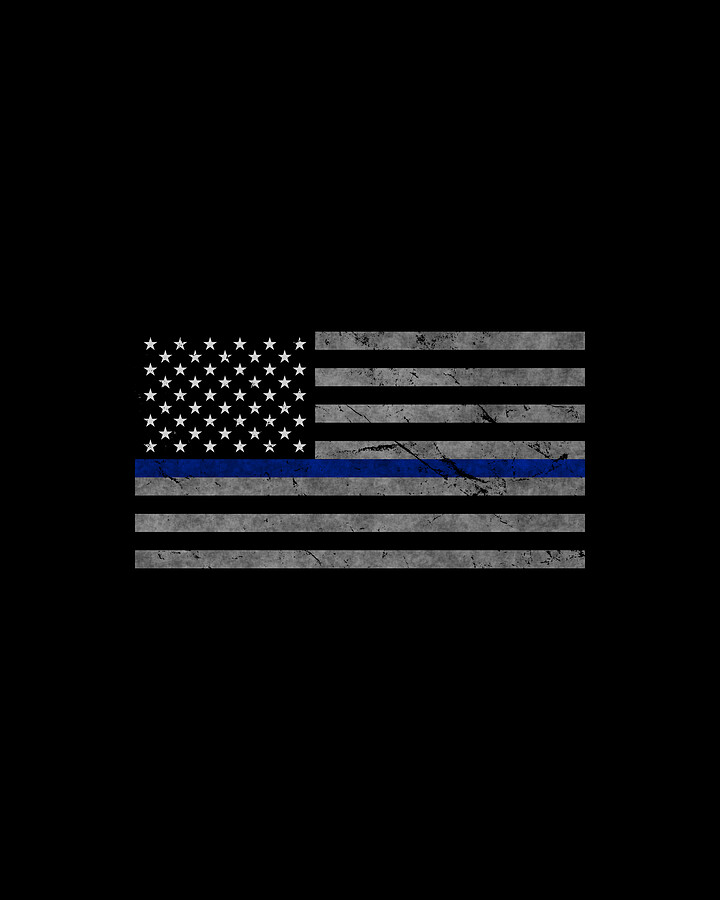 Thin Blue Line US Flag Digital Art by Flippin Sweet Gear