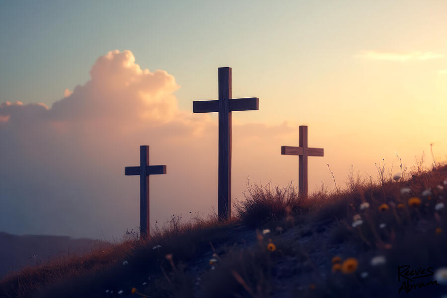 Three Crosses Silhouette Photograph by Reeves Abram - Pastor Reeves Studio - Metal Posters