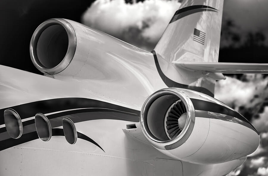 Jet Engine Close-Up with Clouds Photograph - Thrust and Grace in the Clouds by Dave Koch - Aircraft Photography