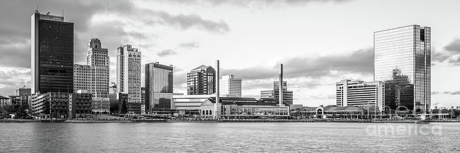 Toledo Skyline Black and White Panorama Photograph by Paul Velgos