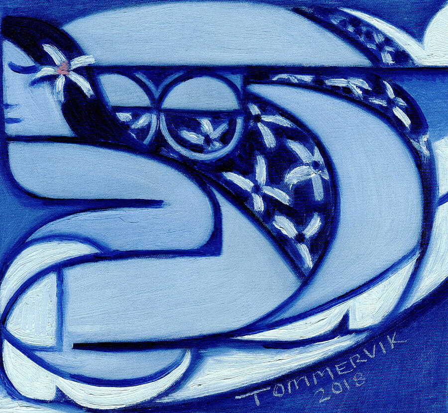 Hawaiian Woman Surfing Art Print Painting by Tommervik