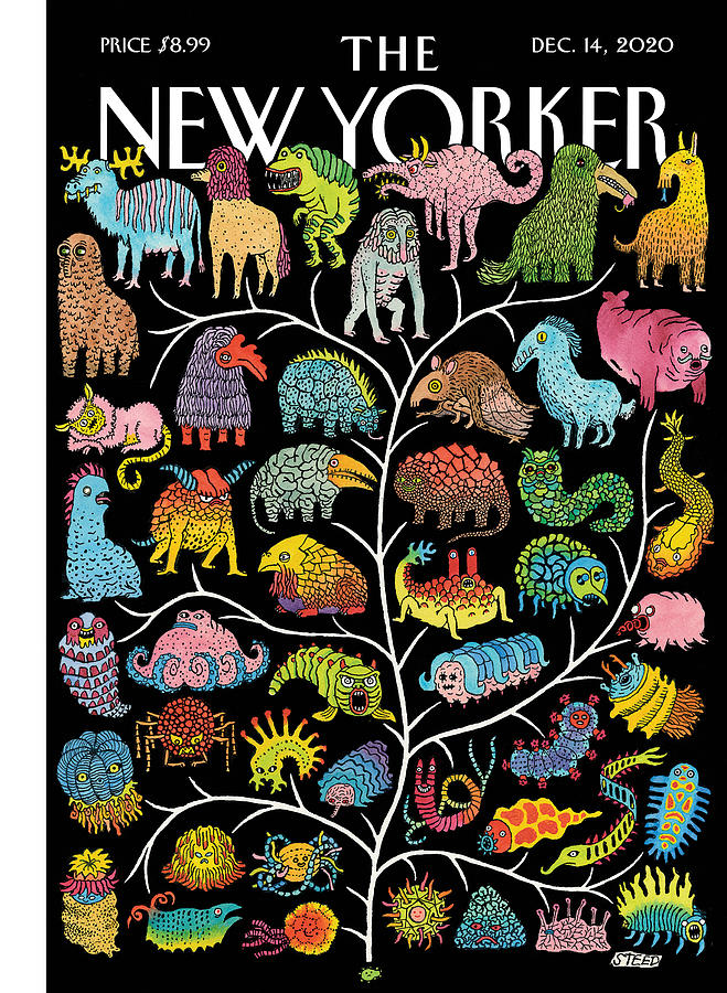 The New Yorker Cover with Colorful Creatures Painting - Tree of Life by Edward Steed