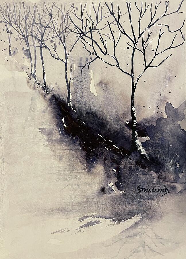 Trees Waiting for Spring Painting by Judy Strickland