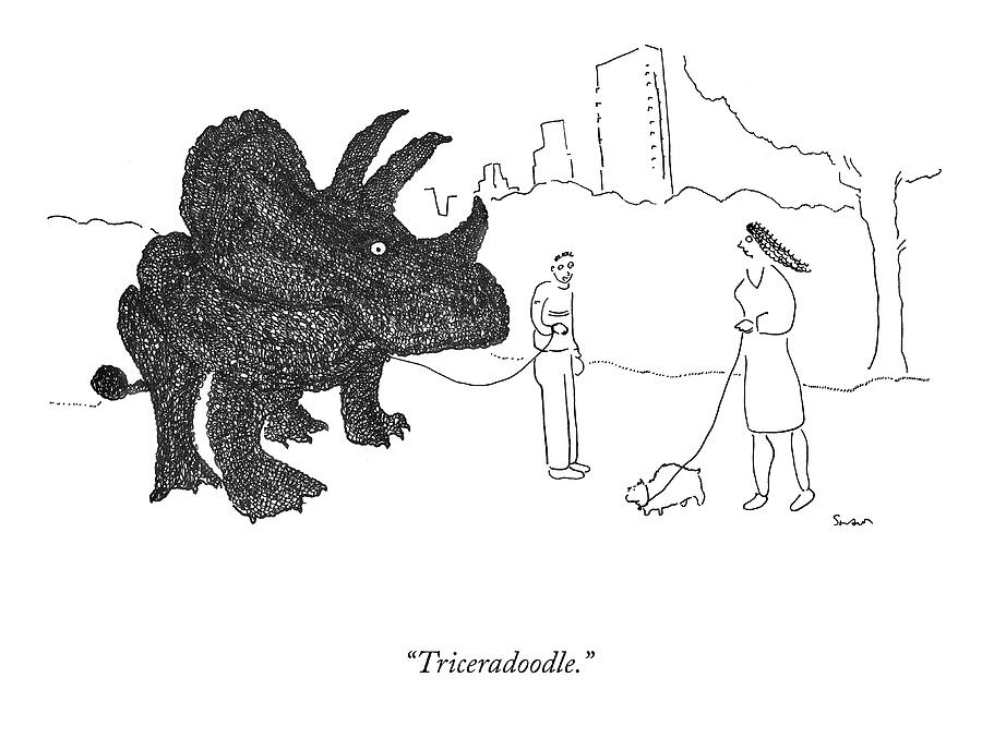 Triceradoodle Drawing by Michael Shaw