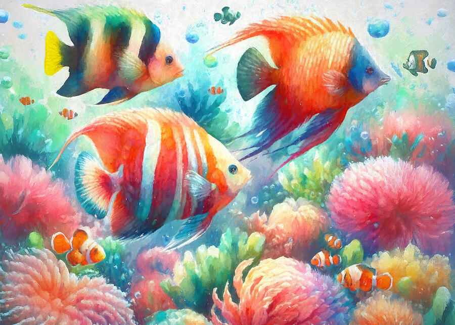 Tropical Fish Underwater Digital Art by Alison Frank