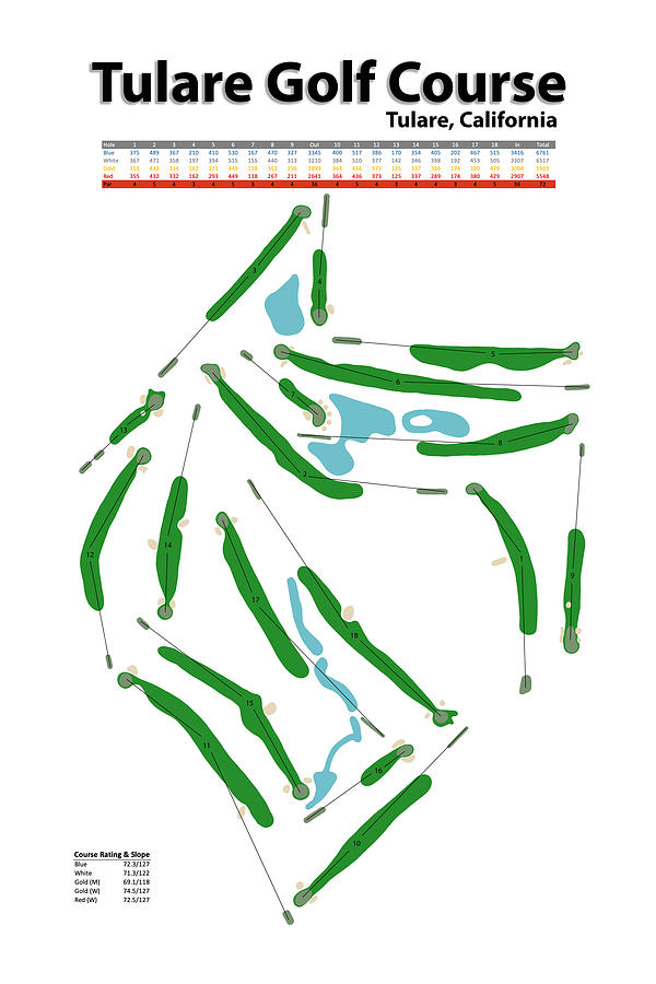 Tulare Golf Course Digital Art by Flop Shot Studio