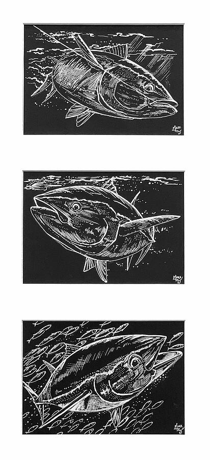 Tuna Trio Painting by Mark Ray