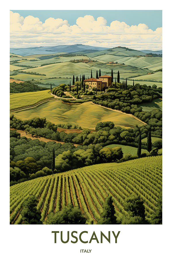 Tuscany Italy Painting by Land of Dreams