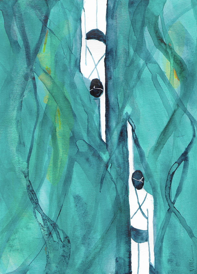 Two Girls Swim Mixed Media by Mary Conner