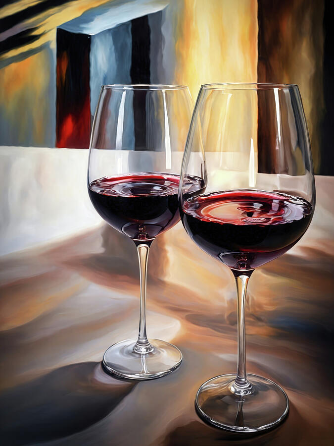 Two Glasses of Red Wine Ai Art - Two Glasses of Rioja 2 by Ursula Abresch