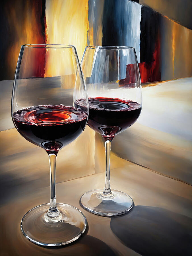 Two Glasses of Red Wine Ai Art - Two Glasses of Rioja 1 by Ursula Abresch