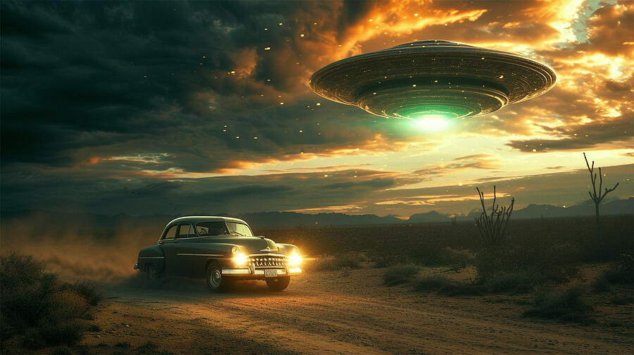 UFO 1950s Science Fiction Art Photograph by Printed View