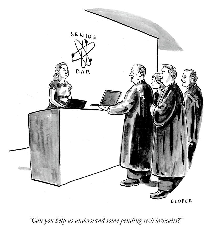 Understand Some Pending Tech Lawsuits Drawing by Brendan Loper
