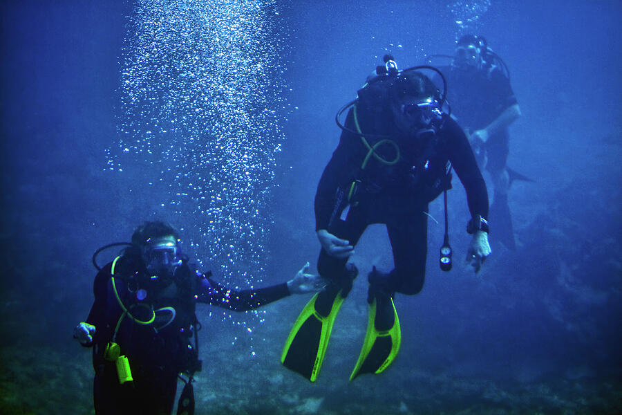 Underwater Scuba Divers - Cozumel, Mexico Photograph by Tatiana Travelways