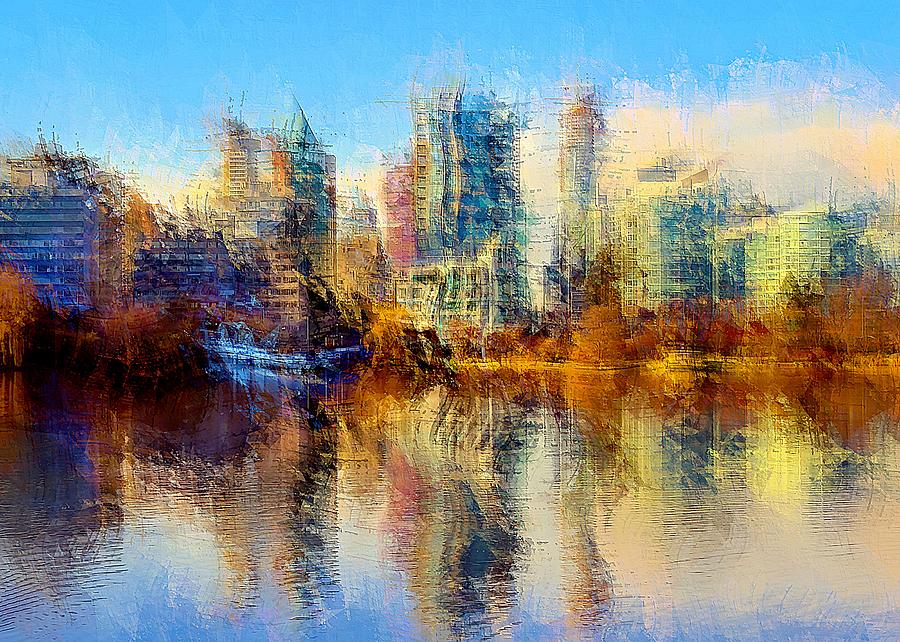 Urban Lake View Digital Art by David Manlove