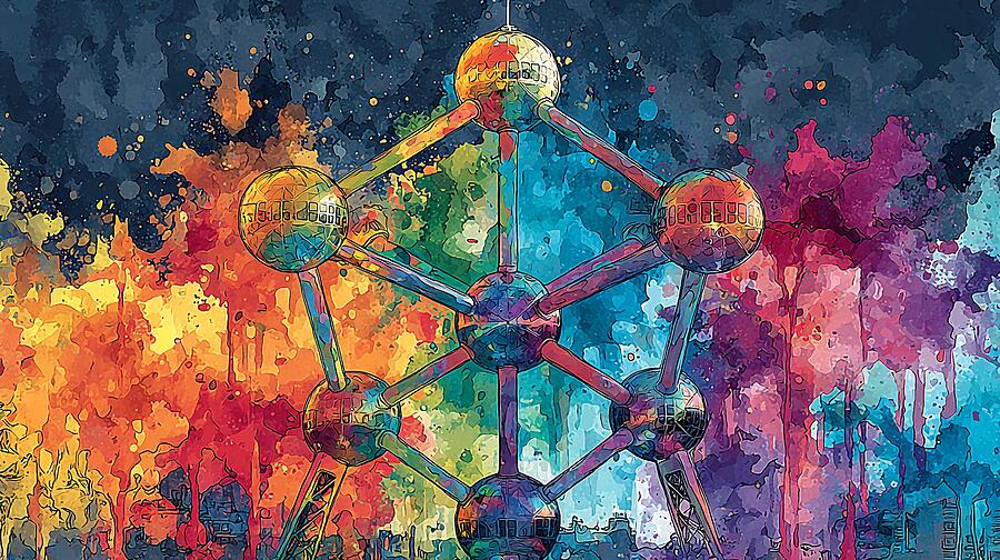 Urban Landscape Modern Structure Atomium Brussels Unique Atom Modern ...
