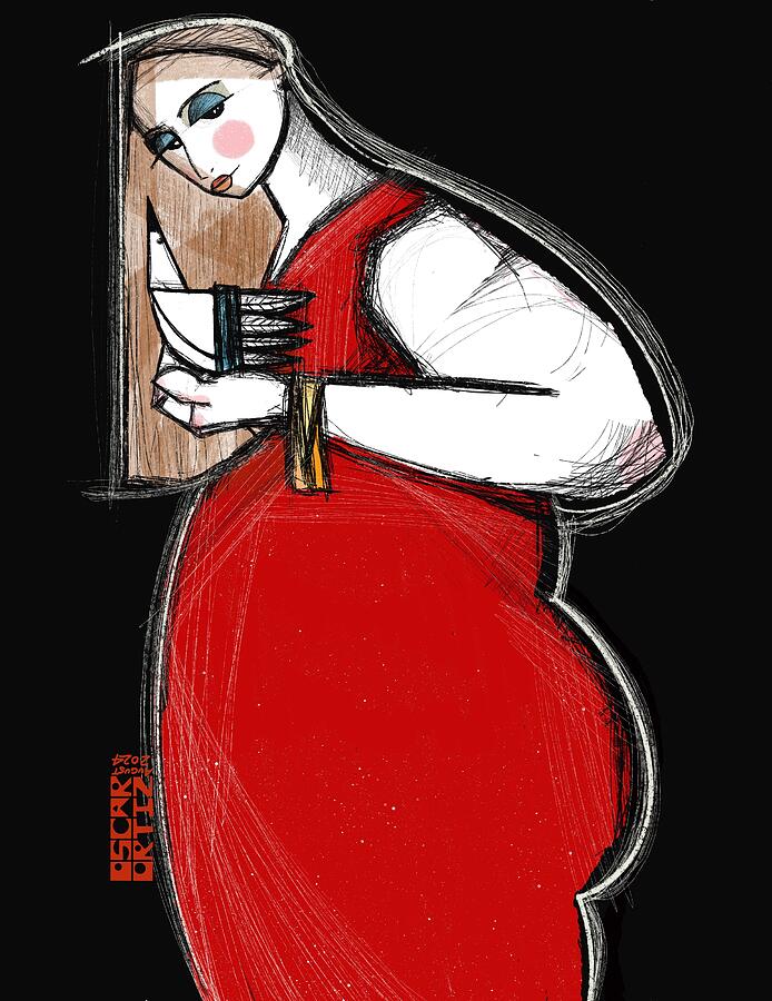 Woman Reading in Red Dress Digital Art - Us by Oscar Ortiz
