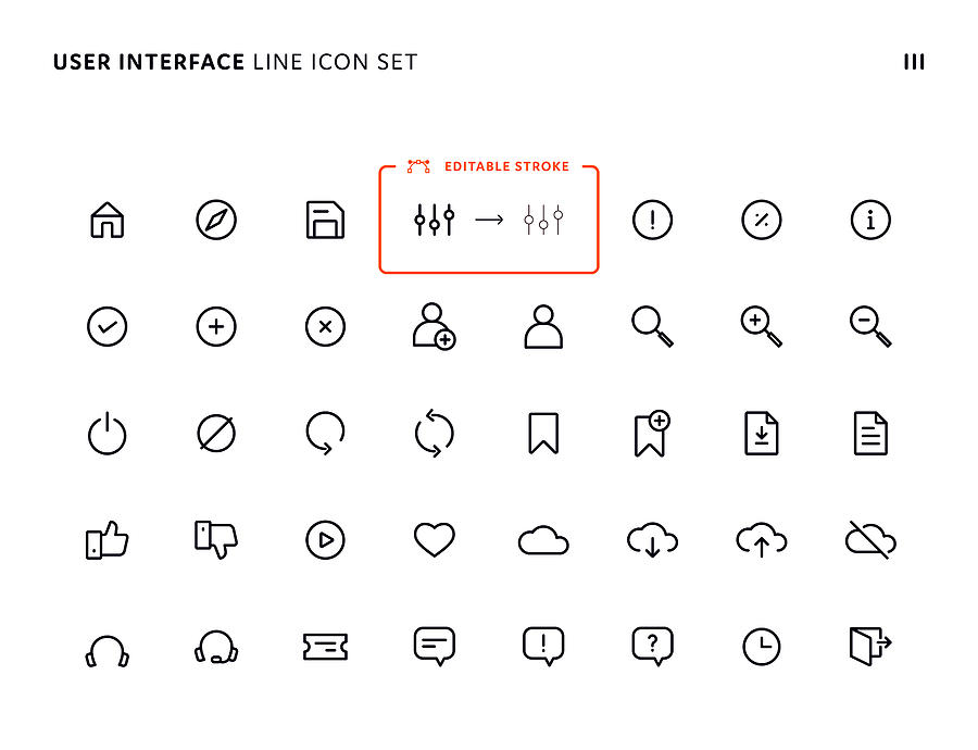 User Interface Simple Line Icon Set III Drawing by Esra Sen Kula