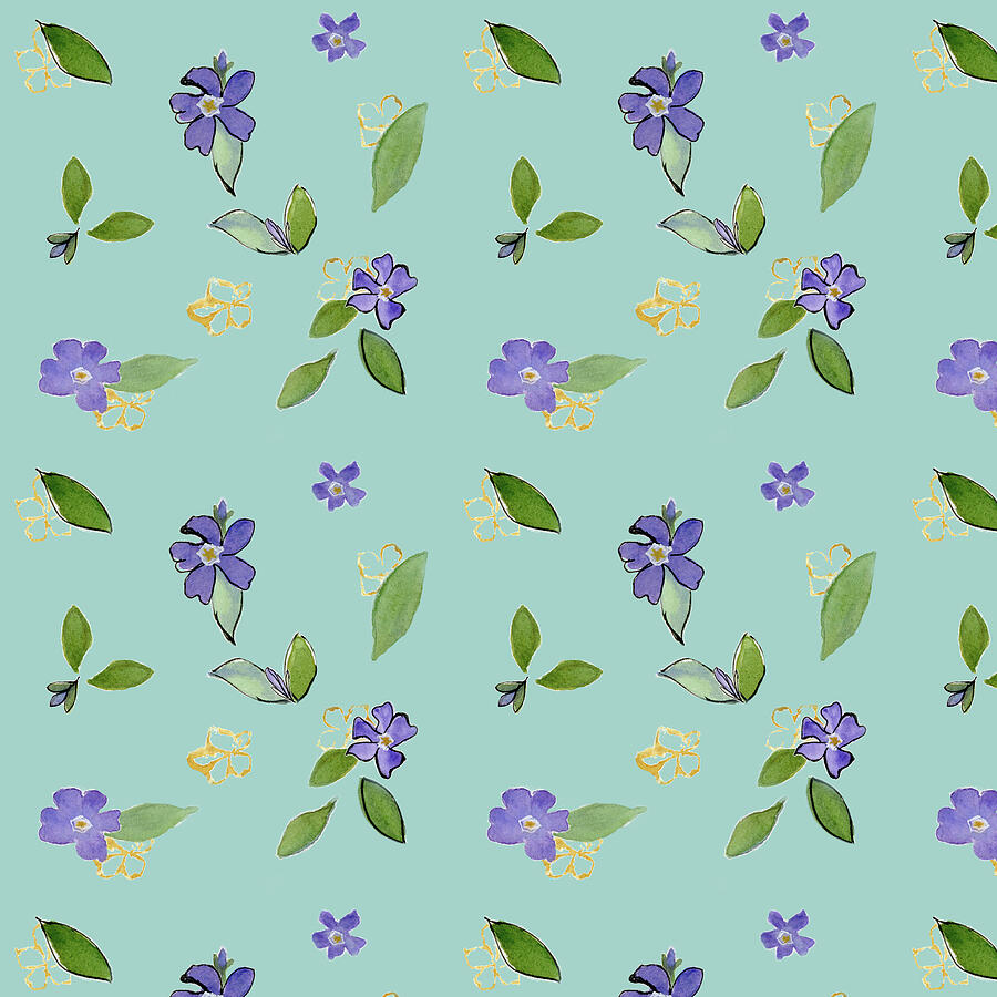 Veri Periwinkle on Eggshell Blue Mixed Media by Elizabeth Reich