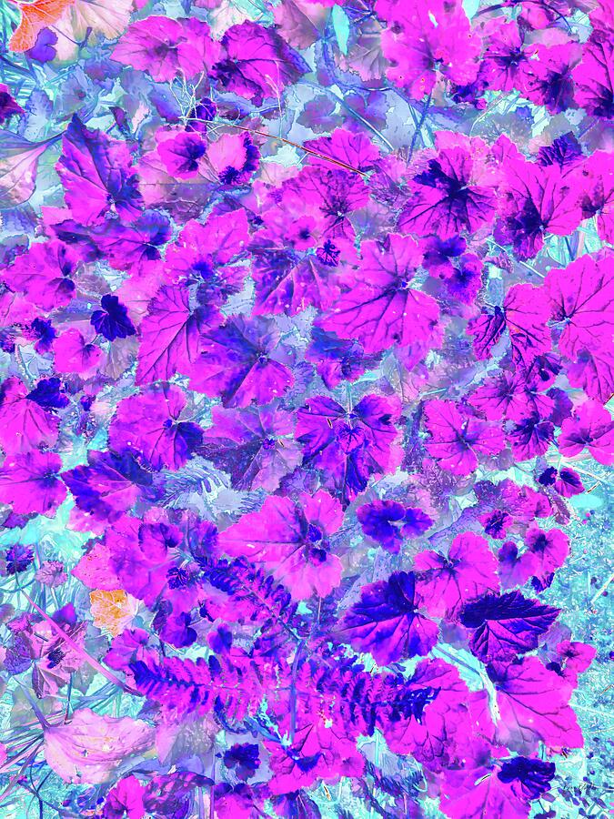 Vibrant Foliage in Pink Hues Digital Art - Vibrant forest ground cover in Pink Hues by Bruce Block