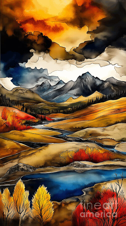 Vibrant Mountain Landscape Digital Art - Vibrant Mountain Landscape by Ted Clifton