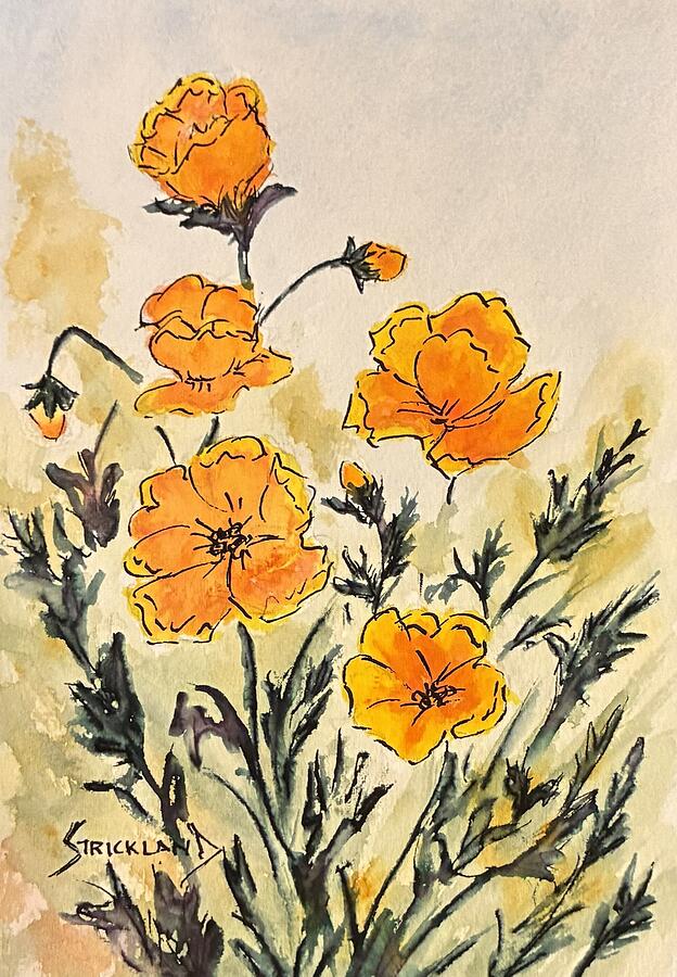 Vibrant Orange Poppies Painting - Vibrant Orange Poppies by Judy Strickland