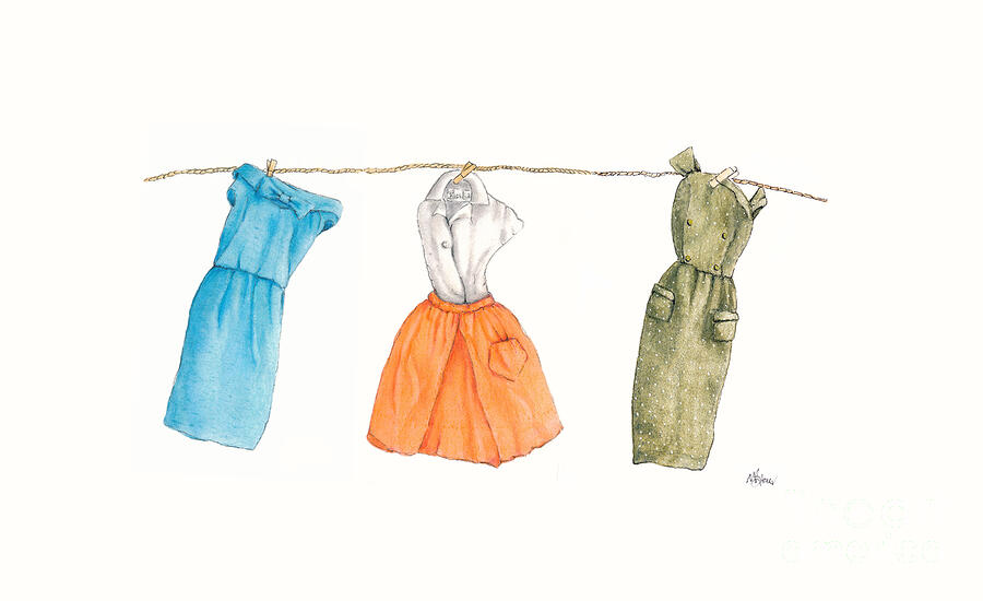 Vintage Barbie Dresses Painting by Marie Stone-van Vuuren