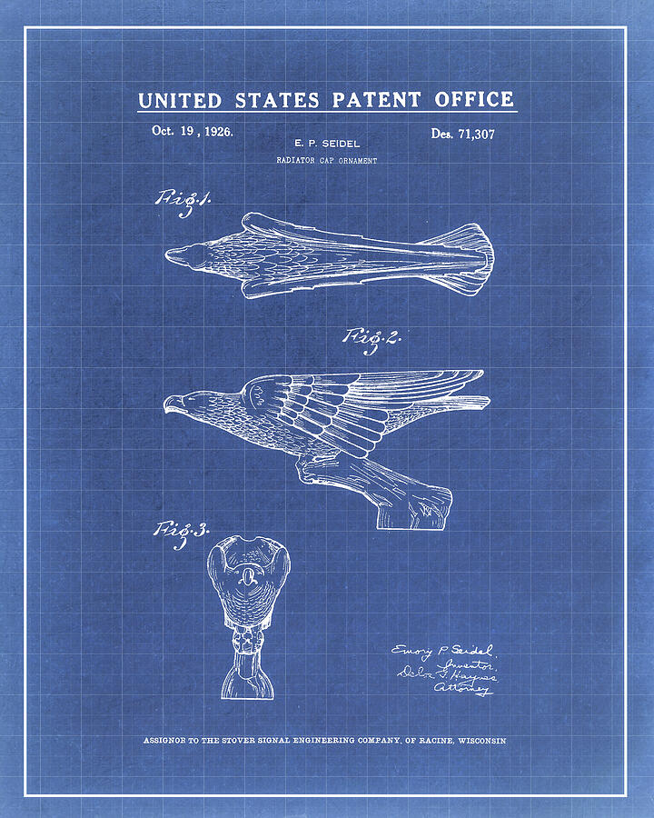 Vintage Eagle Radiator Cap Patent Blueprint by Dale Kincaid