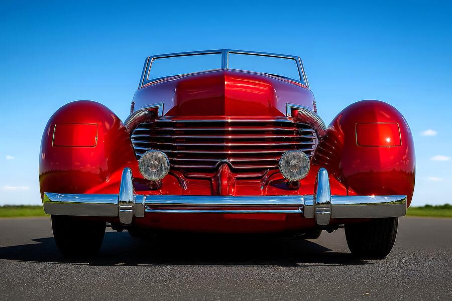 Vintage Red Convertible Car Digital Art - Vintage Red Convertible by David Manlove
