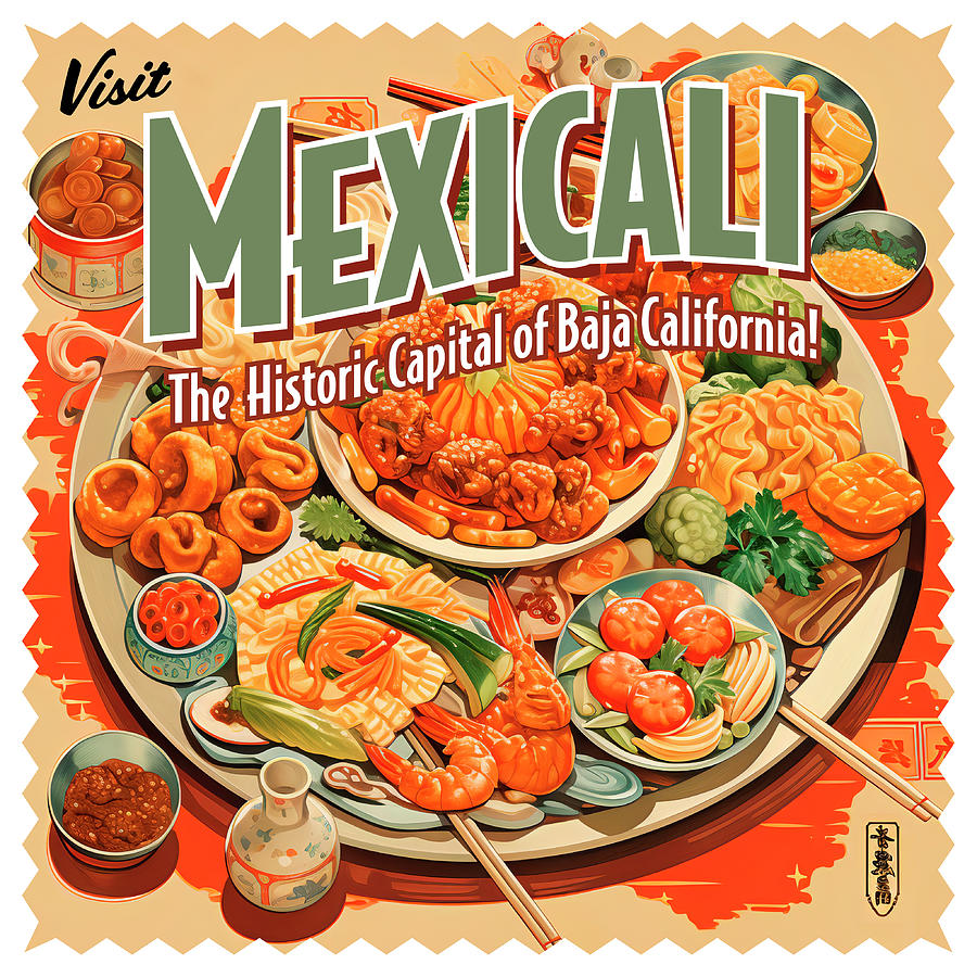Vintage Style Mexicali, Mexico Postcard Digital Art by William Scott Koenig