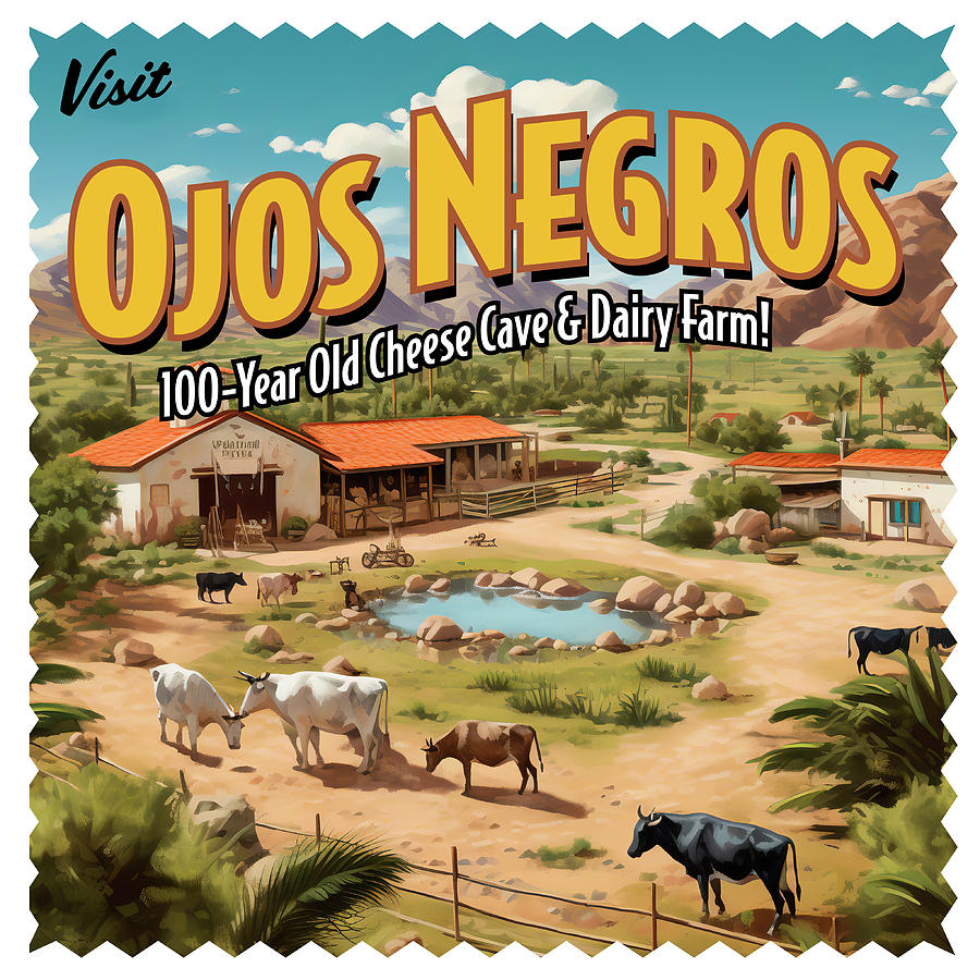 Vintage Style Ojos Negros, Mexico Postcard Digital Art by William Scott Koenig