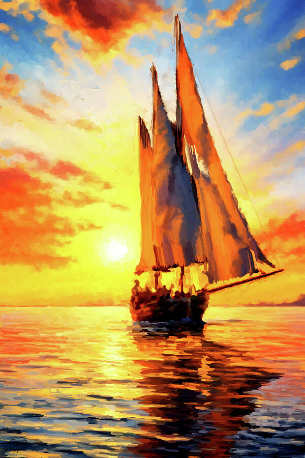 Vision of sunset on a voyage Digital Art by Gradify Creations