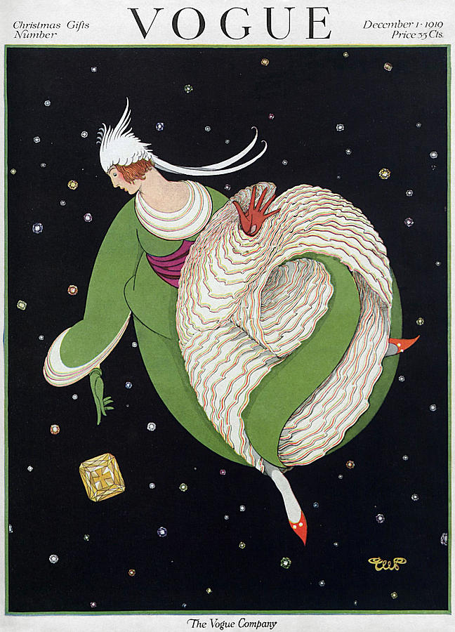 Vogue Magazine Cover Featuring a Woman Flying in a Black Sky with